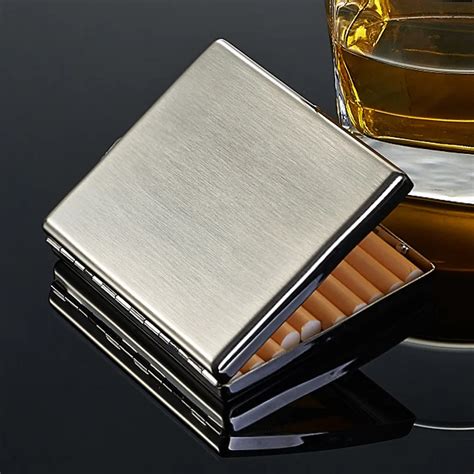 cigarette metal box|men's stainless steel cigarette case.